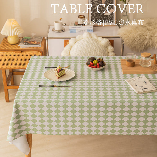 Ins wind Internet celebrity PVC tablecloth waterproof and oil-proof leave-in coffee table dining table cloth rectangular light luxury rhombus tablecloth wholesale