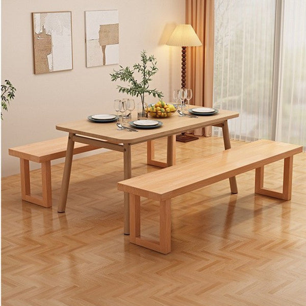 Solid wood bench Nordic whole board bench modern simple casual chair restaurant pine thickened dining chair cp