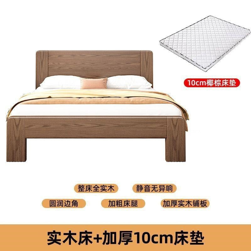 Double bed 1.8x 2m bed single bed 1.5mfor home solid wood bed 1.2m rental house bed log style low box