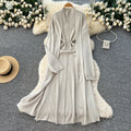 Lazy style casualclassy looselongsweatercardiganoutwear + inner wear silmknittingdresssuit