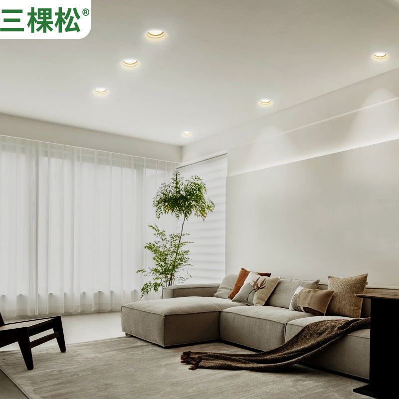 Three pine embedded plaster lamp frameless embedded cob living room Xiaohongshu wall lamp simple square round spotlight