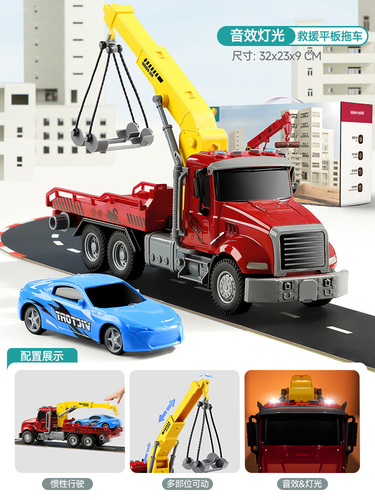 Kids' large fire truck ladder cargo rescue truck tractor truck construction crane tow truck toy for boys, ages 3-6