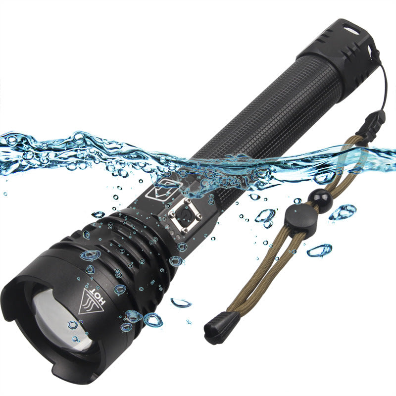 Cross-border strong light XHP-160USB charging high power telescopic zoom hot-selling power display flashlight