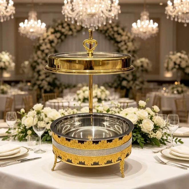 Diamond-shaped golden stainless steel buffet stove 9l hanging buffet stove for hotel restaurants
