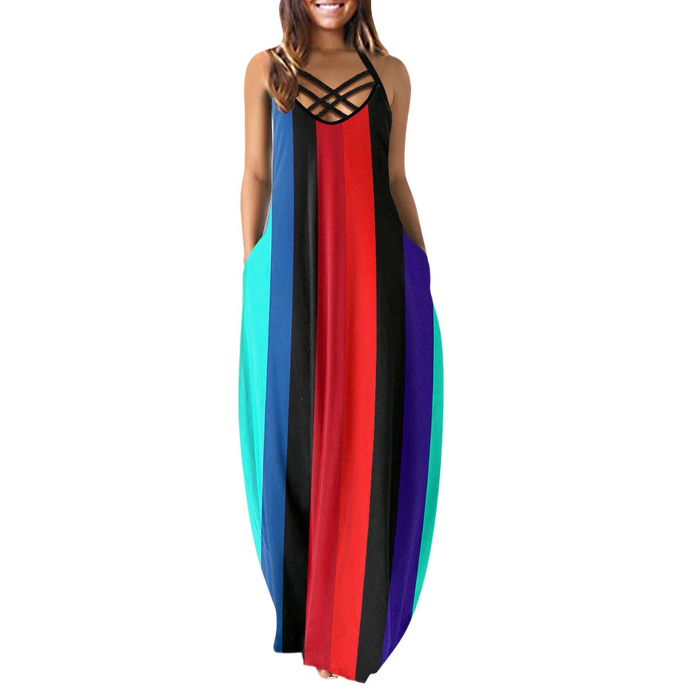 new arrival: european and american style casual fashion summer loose sleeveless camisole maxi dress for  export