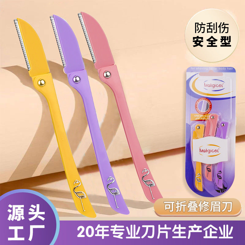 New women's portable folding eyebrow razor - safe eyebrow shaping tool for makeup, perfect for cross-border e-commerce