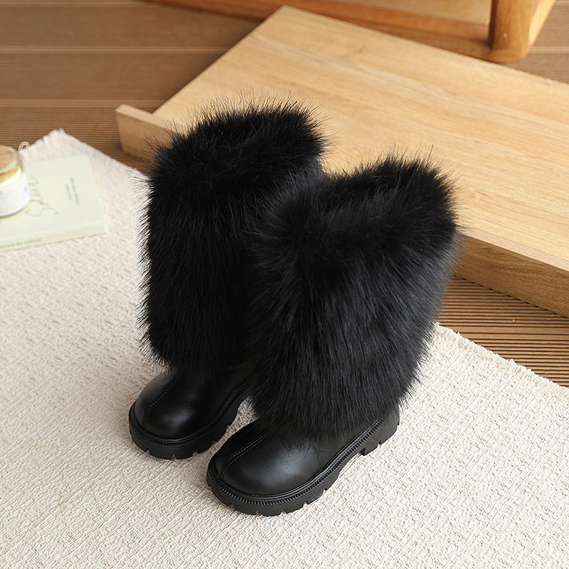 Vancahao girl boots heattechfall and winternew arrivalkidsboots british style princess boots baby cotton boots