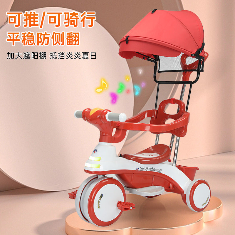 New children's three-wheeled stroller baby stroller children's toys bicycle stroller can sit on a bicycle