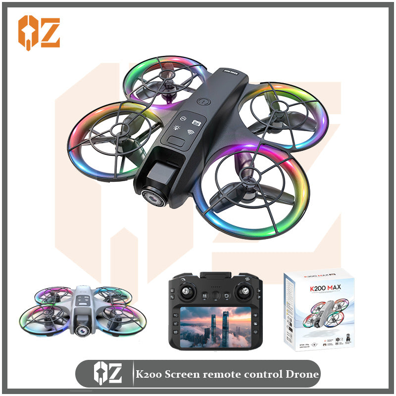 K200 drone - brushless motor, large screen controller, ultra-hd dual lens, full enclosure remote control aircraft toy
