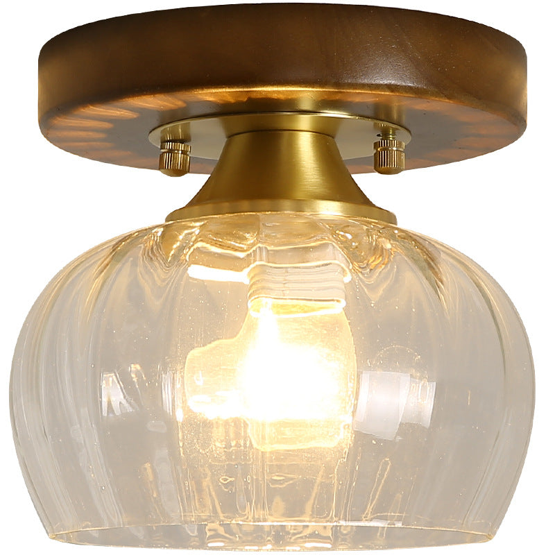 Walnut color new Chinese ceiling light corridor entrance balcony entry light personalized solid wood cloakroom Chinese lighting