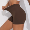 brushed v-waist pleated pure color peach butt yoga shorts sports running fitness tight three-quarter pants for women