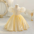 Export children's dress satin puff sleeve party princess dress flower girl birthday party dress kids dress