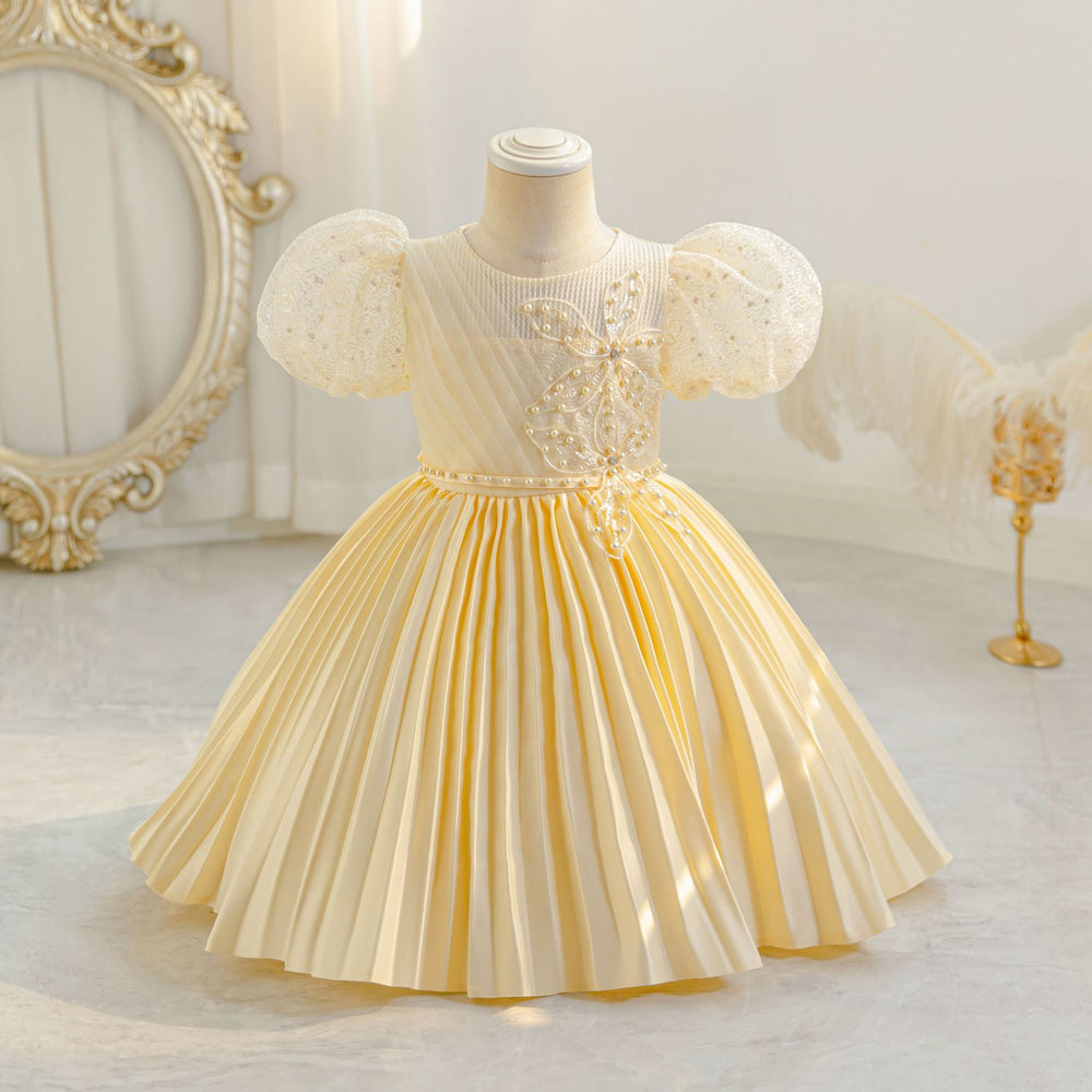 Export children's dress satin classy performance dress girl's evening party princess dress kid dress