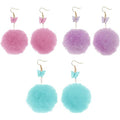 European and american cross-border new jewelry fashion mink stuffed ball pendant earrings european and american creative fall and winter butterfly earrings