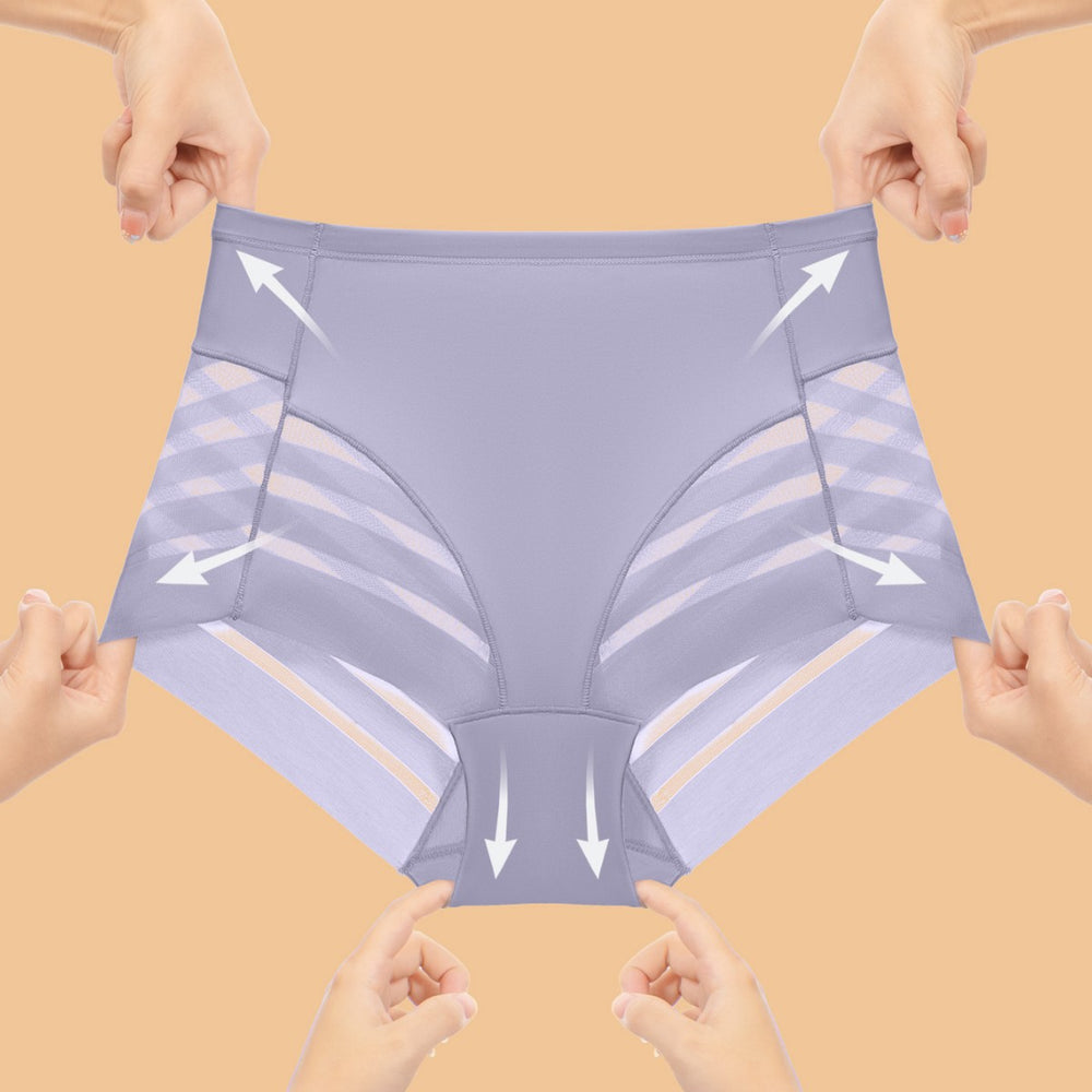 Multi-color combination cross-border exclusive high waist underwear women's breathable invisible plaid transparent sexy mesh women's briefs