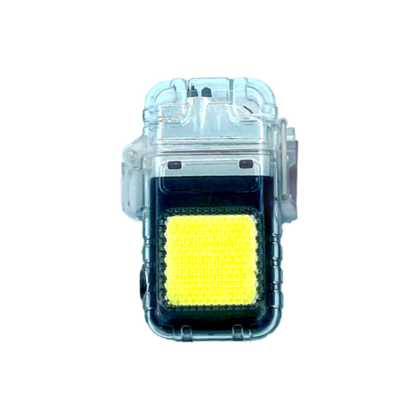 Customized keychain flashlight Dual arc lighter type-c charging and maintenance Emergency work light Strong light flashlight