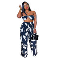 European and american cross-border women's clothing  set fashionable sexy tie-dye bandeau top and wide-leg pants two-piece set