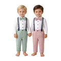 Factory new children's clothing sets: white shirt, overalls, bow tie - perfect for baby's first birthday and special occasions