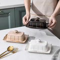 Creative ceramic butter dish european style tableware with lid butter plate dessert dish butter dish cheese box - wholesale from manufacturer