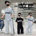Boys' summer outfit set:  new collection - athletic short-sleeve two-piece set for mid-to-large boys, lightweight summer wear