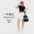 Luxtrenew arrivalpleated leg length yoga shorts skirt for women fake two-piece fashion tape tennis sports skirt dss064