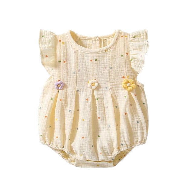 Summer colorful polka dot khaki baby girl flying sleeves new arrival baby clothes cool rompers toddler sweet butt wrap