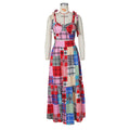 Amazon   summer new women's fashion plaid print tie-waist maxi skirt two-piece set