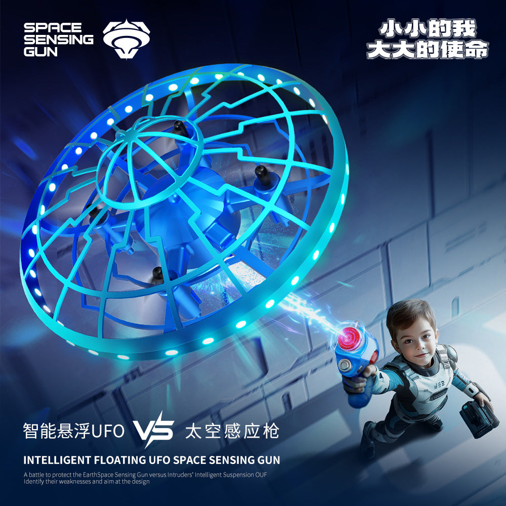 xs4 drone shooting sensing mini flying disc hovering rotating intelligent obstacle avoidance interactive toy aircraft
