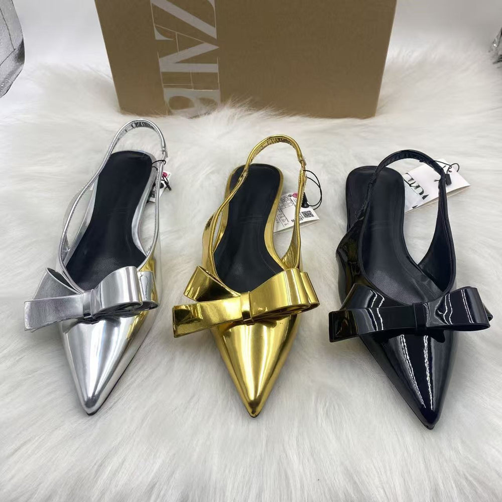 Za's 2025 new women's shoes: low heel, elegant, socialite style, closed-toe, low-cut pumps with back strap