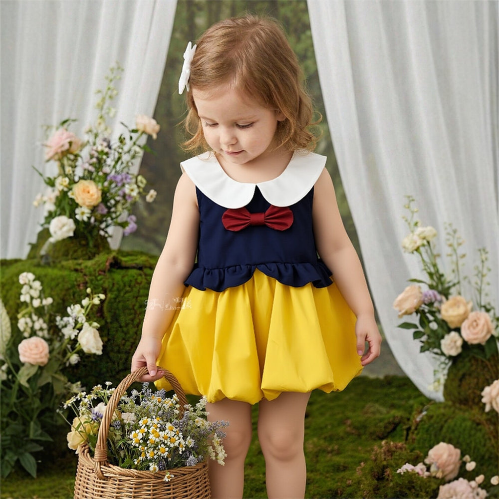 Performance princess dress girls vest dress summer  new kids flower bud dress baby doll collar skirt