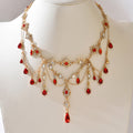 Gothic necklace wholesale cross-border heavy industry tassel red gemstone pendant high-grade retro french layered clavicle chain for women