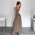 new european and american style solid color sleeveless dress - perfect for cross-border  sales