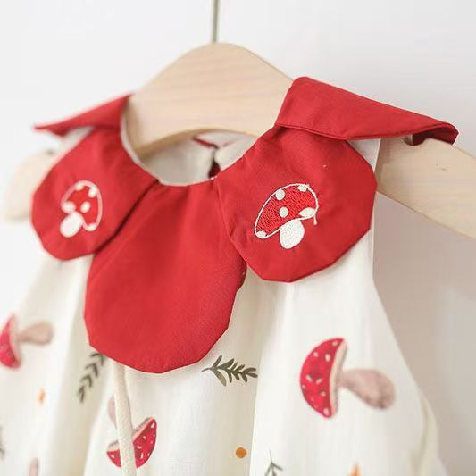 Girls' sleeveless summer dress - baby & toddler petal collar mushroom bud princess dress - stylish & chic