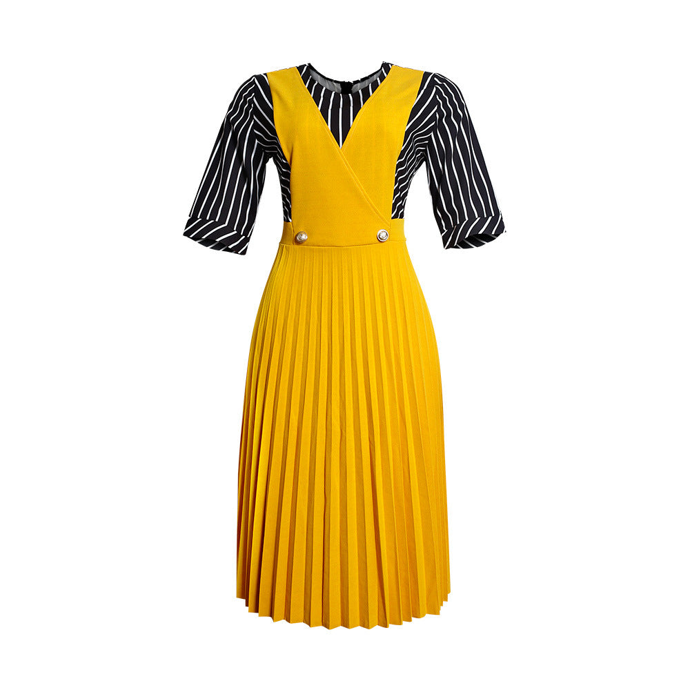 supply fake two-piece set pleated dressloose waist casual african plus size women's pleated skirt