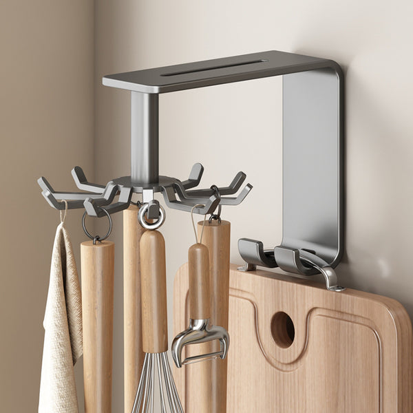 Kitchen rotating hook non-punching wall-mounted ten-claw corner spatula spoon kitchen utensils storage rack hanger rack