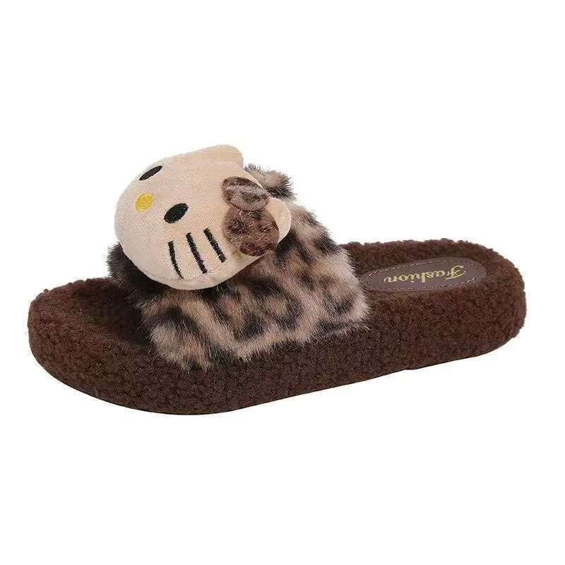 Thick sole furry slippers for women outwear2025 autumn winternew arrival lamb furry internet celebrity home one-line cotton slippers