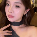 Full diamond double tassel ear cuff - a2581 silver (left ear, single ear cuff)