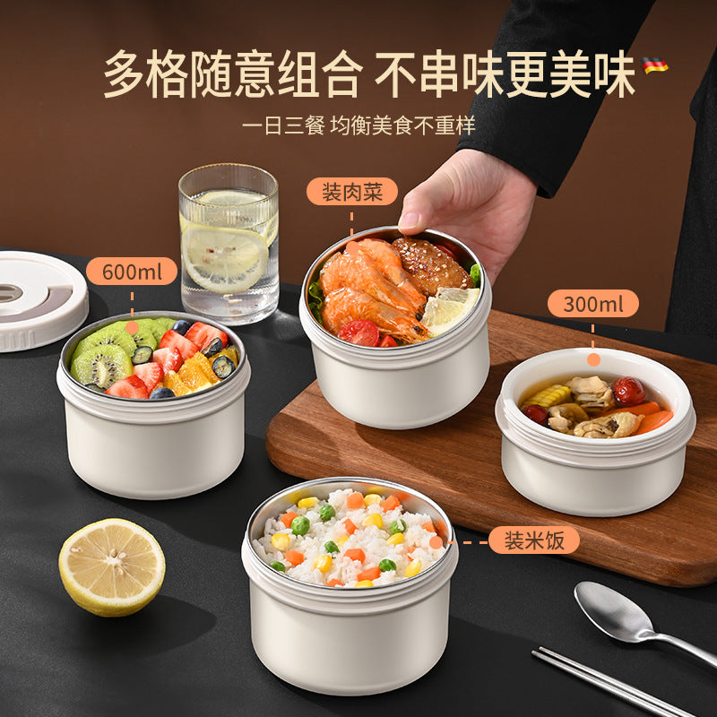 316L Stainless Steel Round Lunch Box Food Grade Sealed Fresh-keeping Box Microwave Heated Bento Box Set with Lid