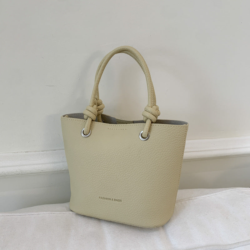 Cross-border high-end lychee pattern bucket bag women's 2025 new portable vegetable basket bag fashionable shoulder messenger bag