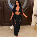 Source factory  summer new european and american style women's sexy tassel knit beach dress set -  hot seller