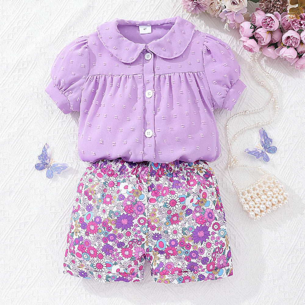 Kids' short-sleeve polo shirt & printed shorts set