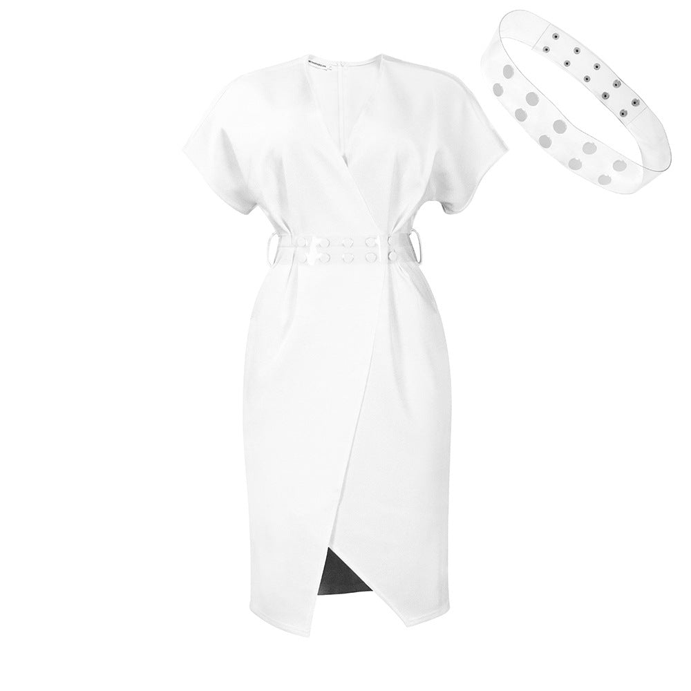spring new fashion european and american style  v-neck sexy slit dress - wholesale foreign trade dress