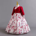 New in stock girls floral evening dress chiffon long sleeves princess dress model catwalk dressgirl dress