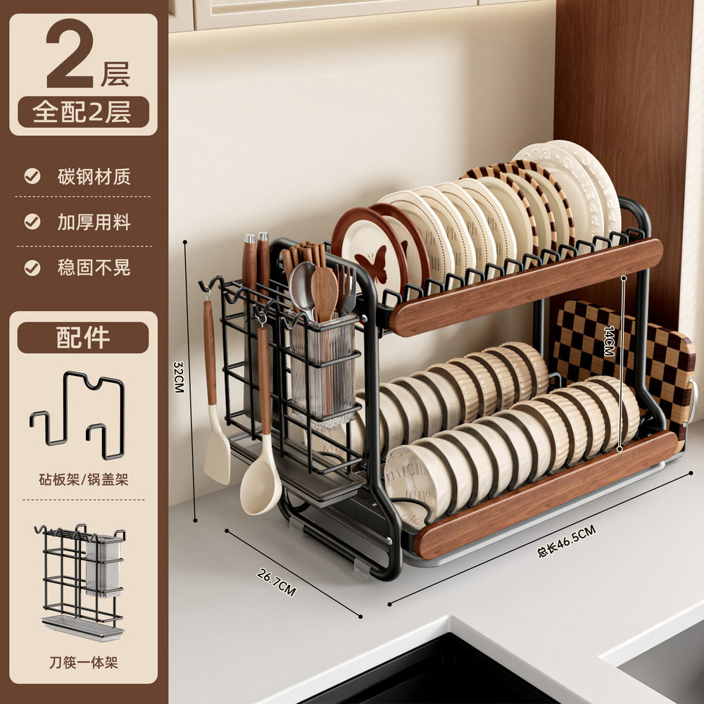 Medieval style kitchen stainless steel dish storage rack drain rack countertop multifunctional storage rack dish rack dishes plates cupboard