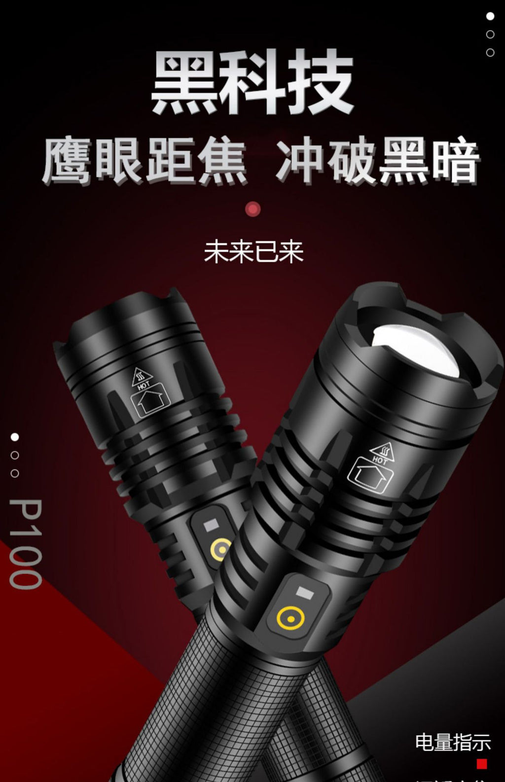 Cross-border new XHP70 strong light flashlight, outdoor USB charging with output zoom remote LED flashlight