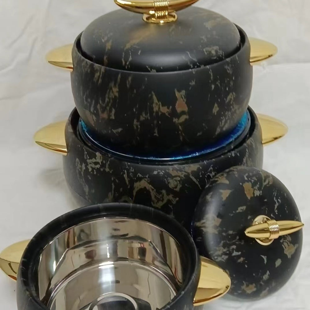3pcs gold-plated and silver-plated 3-piece thermal insulation box 1l-2l-3.5l
