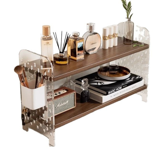 Acrylic desktop organizer, office desk pegboard, computer desk bookshelf, multi-tier storage rack with dividers