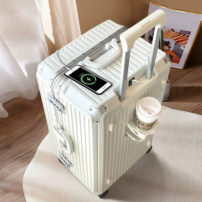 Large-capacity suitcase aluminum frame 26-inch anti-drop high-value trolley case, suitcase password, bag, leather case five wheels