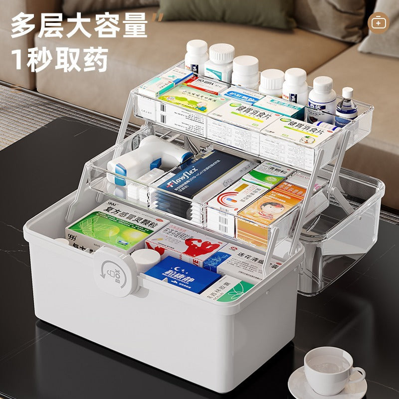 Golden Cat Family Large Medicine Box Household Medicine Storage Box Large Capacity Medicine Box Multi-layer Extra Large Classification Medicine Box