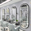 Minimalist barber shop mirror salon hair cutting dyeing perm hairdressing mirror table led lighted wall-mounted single-sided hairdressing mirror